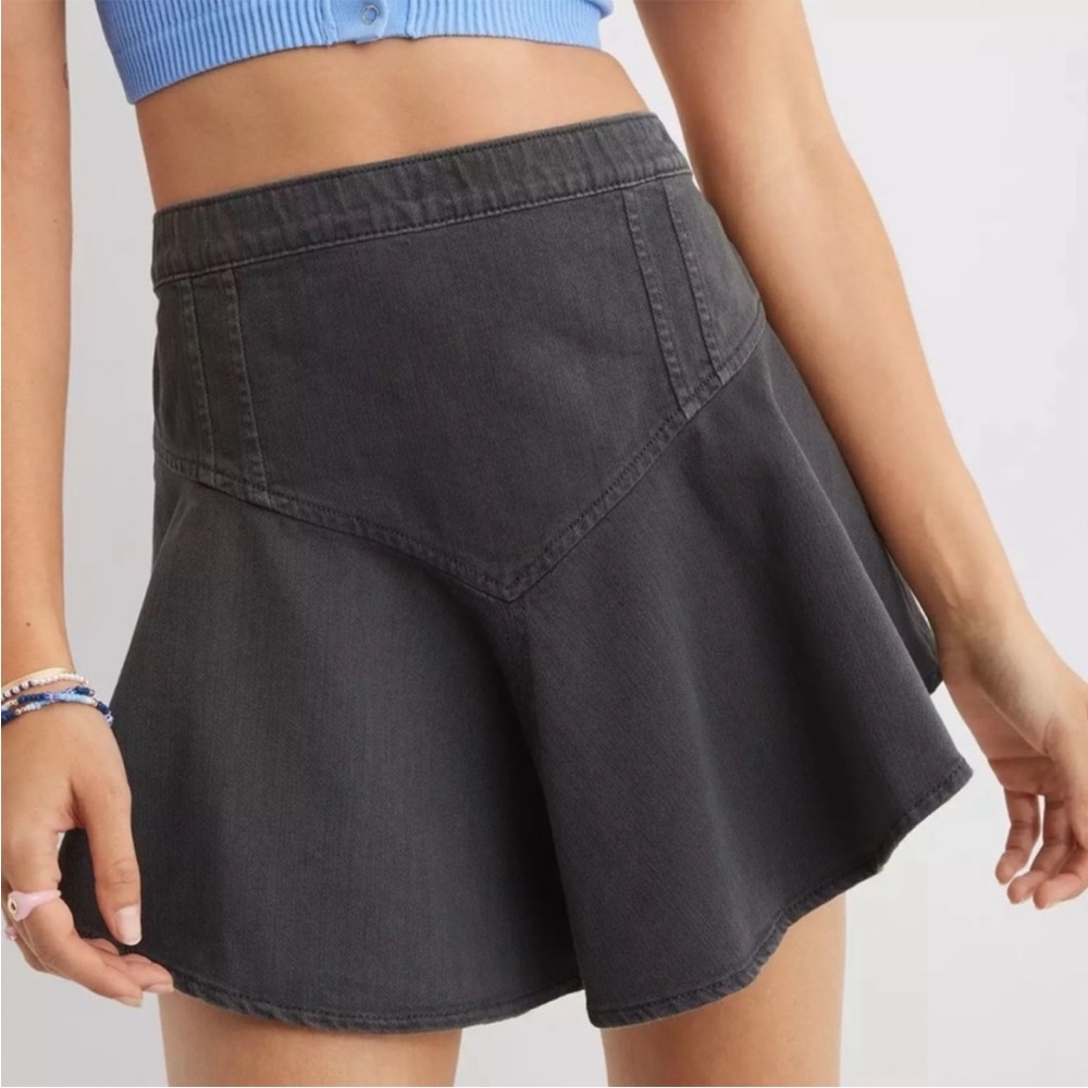 Aerie Black Denim Skirt